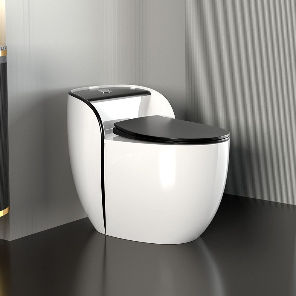 Modern Flush Toilet Ceramic Round-Front One-Piece Toilet with Slow Close Seat