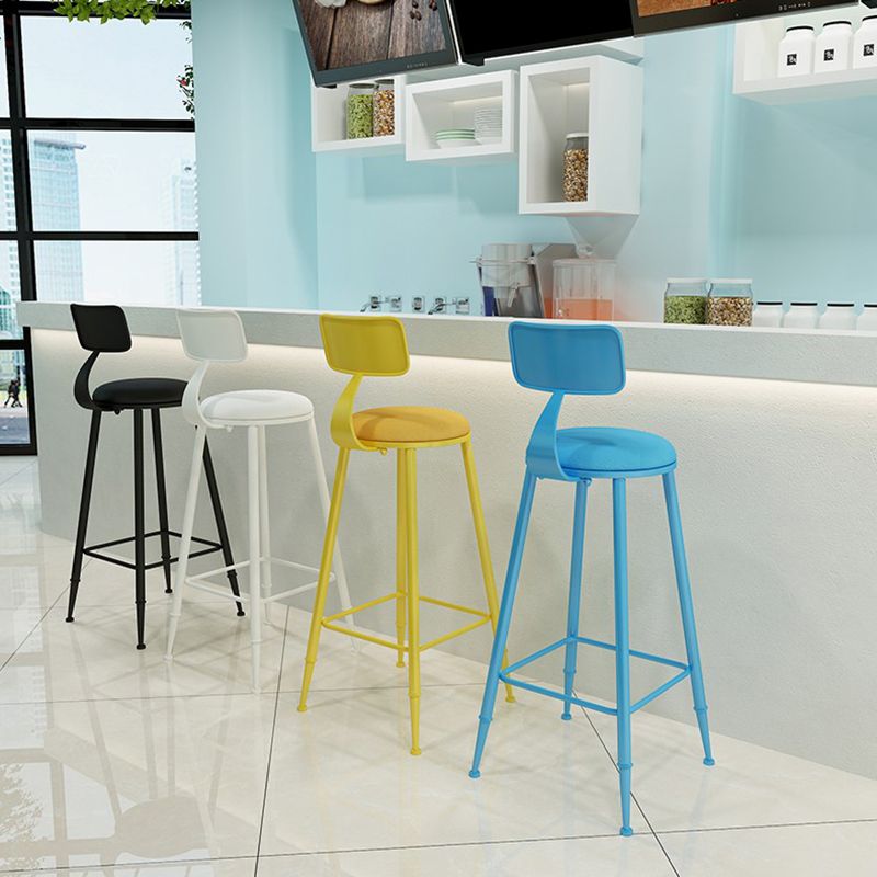 Nordic Armless Backrest Counter Stool Iron Balcony Bar Stool with Cushion and Pedal