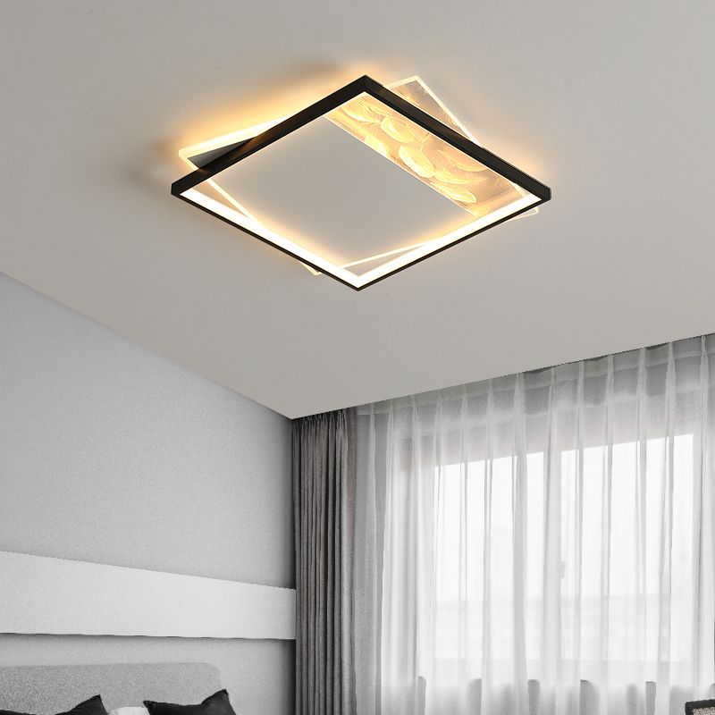 LED géométrique à LED à LED à lutte contre le plafond à la simplicité moderne Plume Plured Fer Flush Mount pour le salon