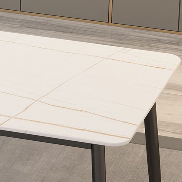 Mesa de comedor moderna de imitación de mármol con acabado mate, rectangular, 4 patas