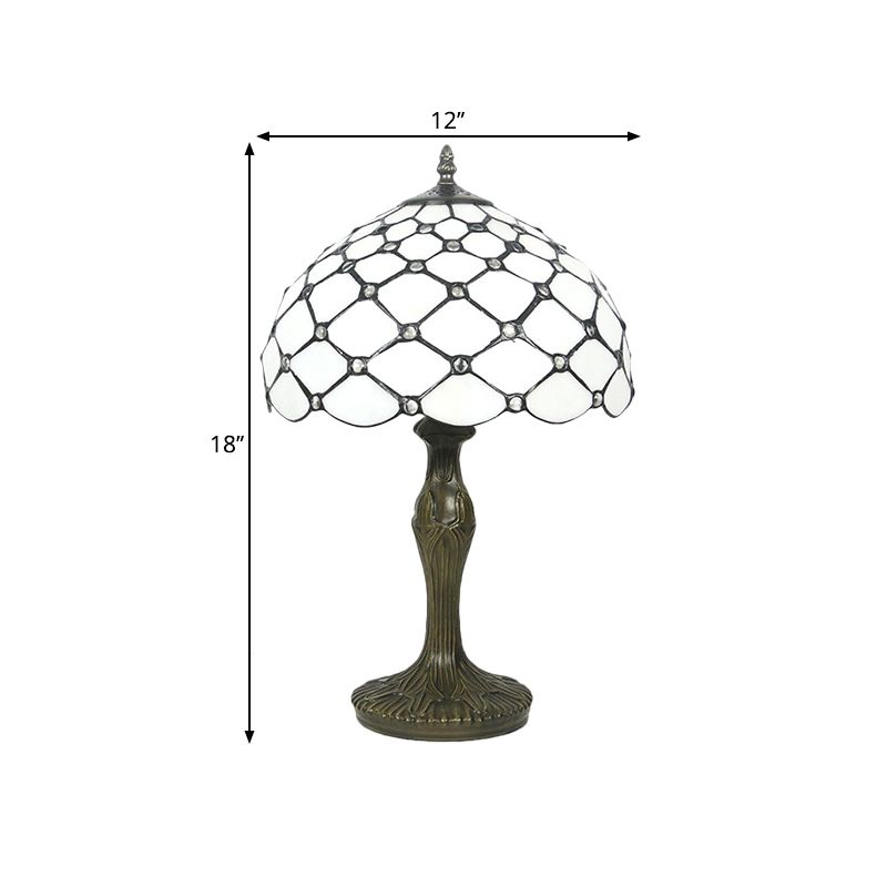 Messing 1 lichte nachtverlichting tiffany wit glas kralen taaklamp met geschulpte rand