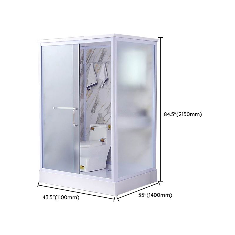 Framed Single Sliding Shower Kit Rectangle Frosted Shower Kit