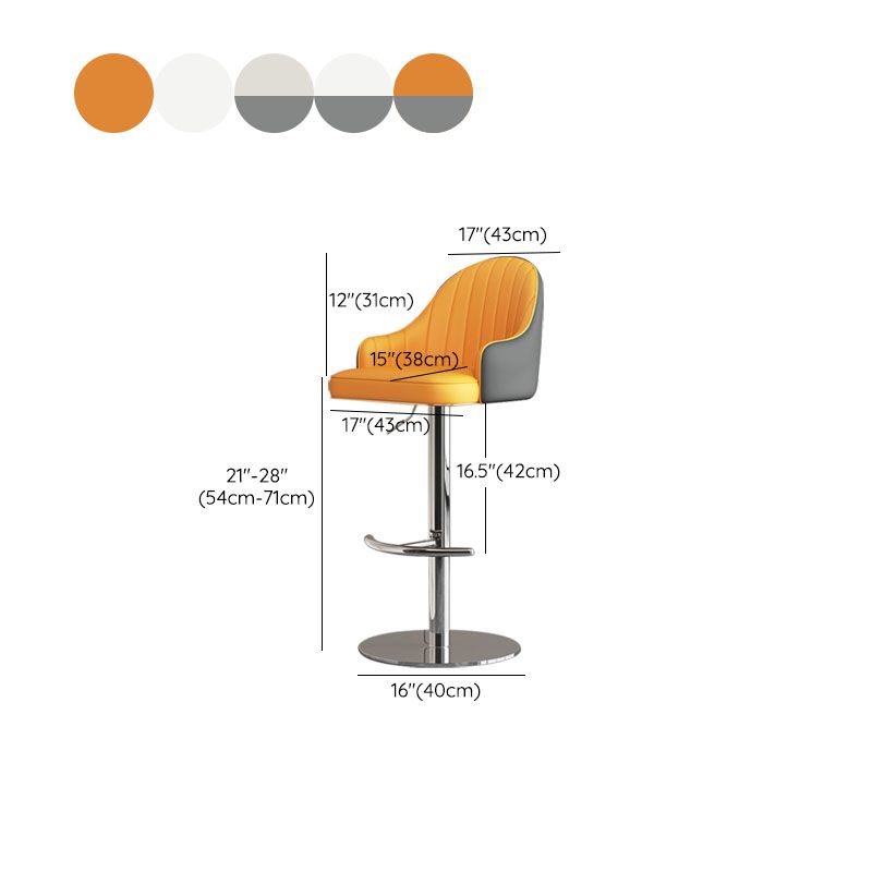 Swivel Adjustable Height Patio Bar Stool Upholstered Indoor Bar Stool with Chrome Base