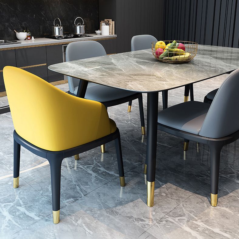 Modern Style Gray Dining Table Sintered Stone Rectangle Table for Home