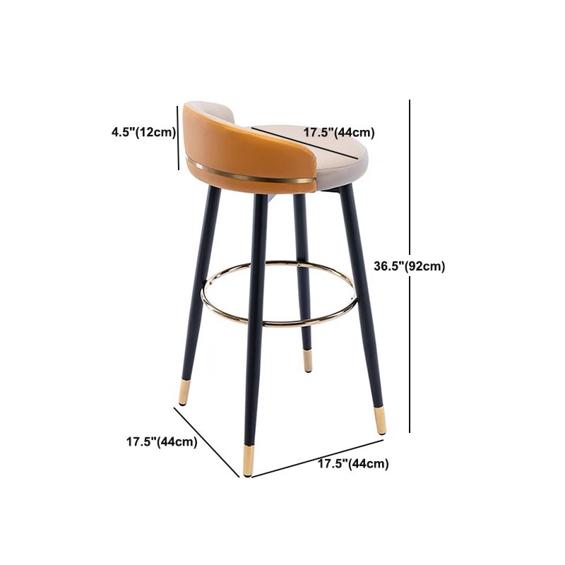 Modern Low Back Counter Stool Faux Leather Armless Bar Chair