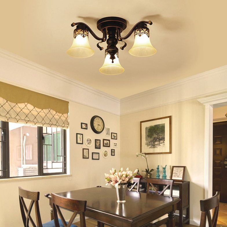 Gloire du matin rétro à chasse d'eau du mont Chandelier en verre givré semi-luxuelle en noir