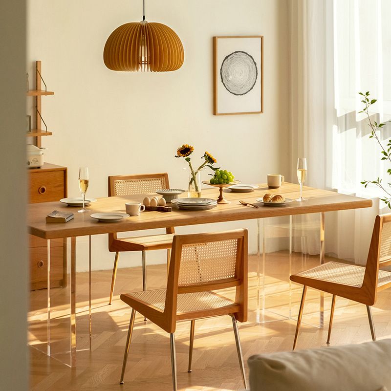 Solid Wood Dining Table Contemporary Dining Table with Double Pedestal Base