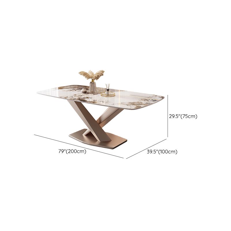 Marble Top Dining Table Modern Dining Table with Pedestal Base
