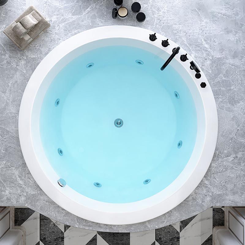 Modern Round Drop-in Bath Tub Acrylic Soaking Bathtub in White