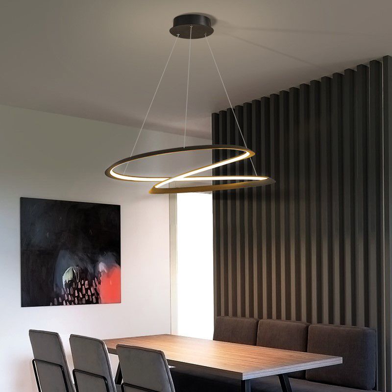 Black Aluminum Hanging Pendant Lights Contemporary Hanging Lamps for Living Room