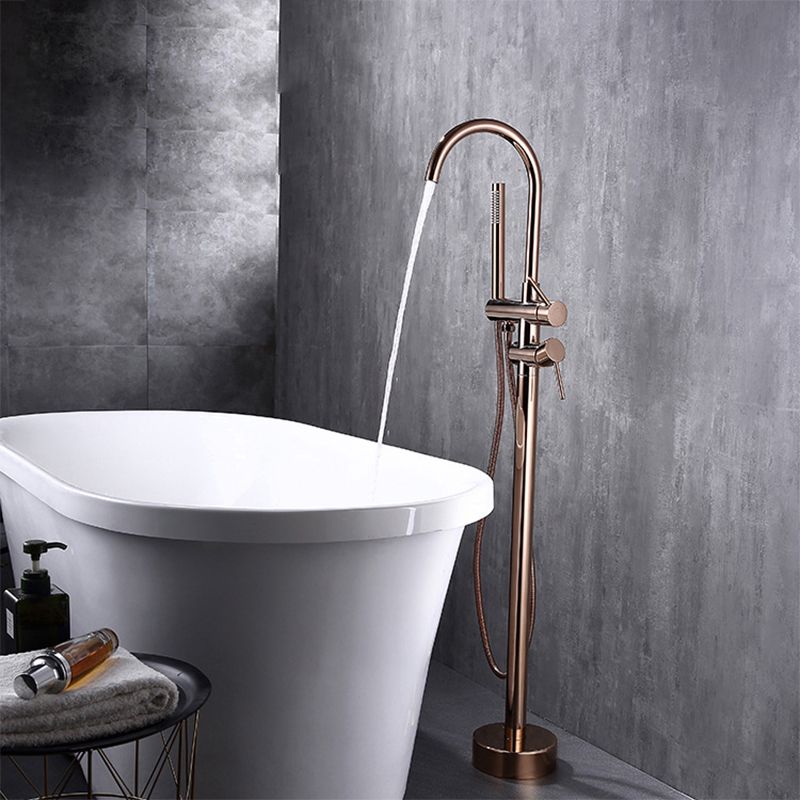 Floor Mounted Metal Freestanding Tub Filler High Arc Freestanding Faucet