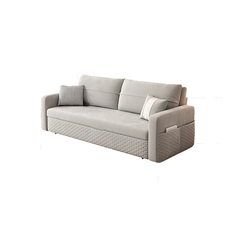Metal Frame Sleeper Sofa Light Gray Square Arms Sofa Bed with Upholstered, 32.28" Wide