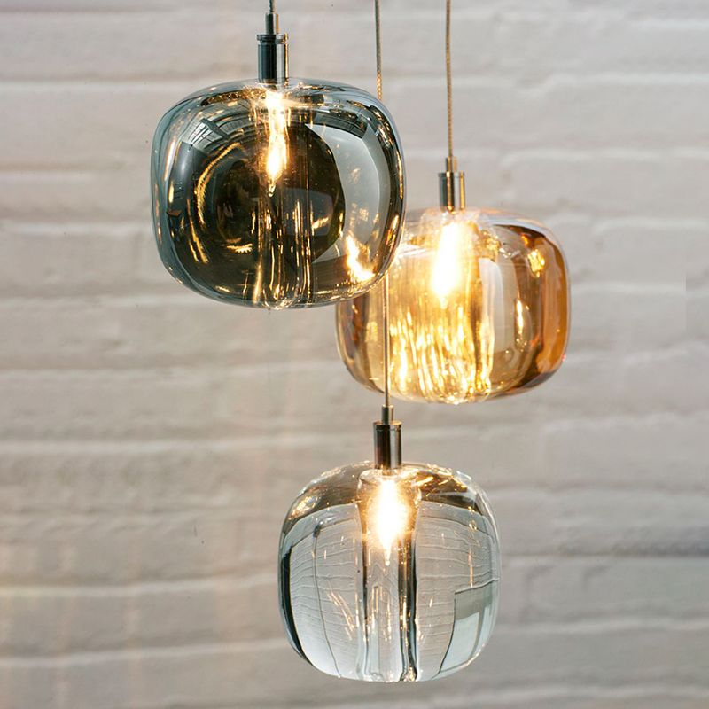 Post moderne stijl glas eenvoud hangende metalen basis enkele lamp hanglampje voor trap gang
