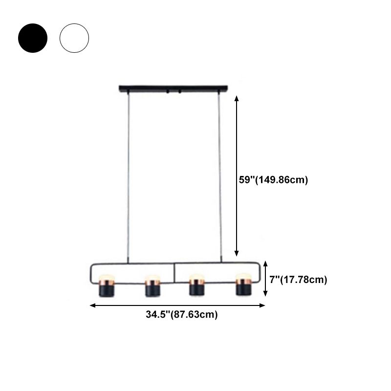 Modern Metal Track Lamps Multi-Head Restaurant Island Light Fixtures with Cylinder Shade