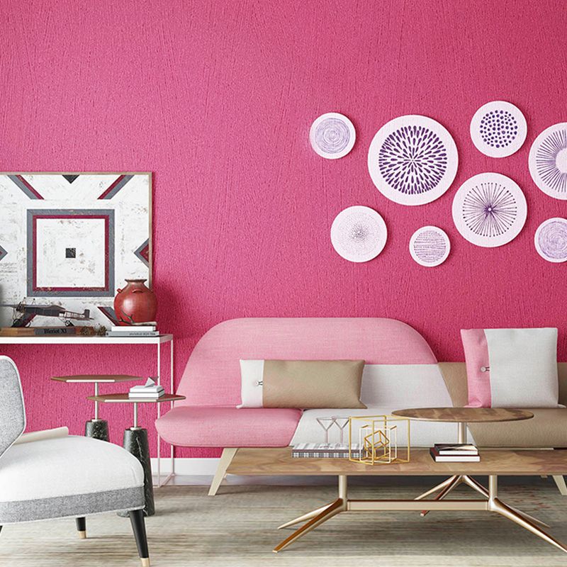 33' x 20.5" Nordic Wallpaper Roll for Girl with Textured Design in Bright Pink, Non-Pasted