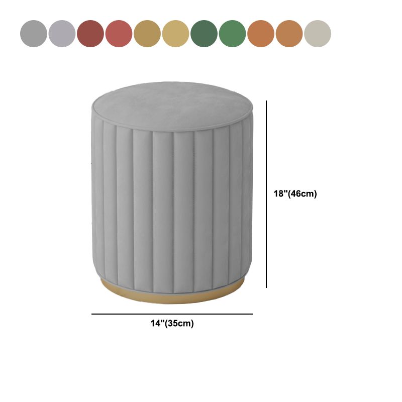 Stylish Indoor Leather Ottoman Solid Color Round Velvet Foot Stool Ottoman