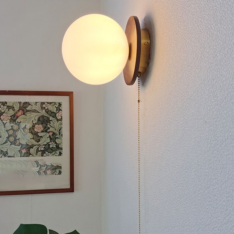 Glass Ball Wall Light Fixture Modern Style Wall Sconce Light for Living Room