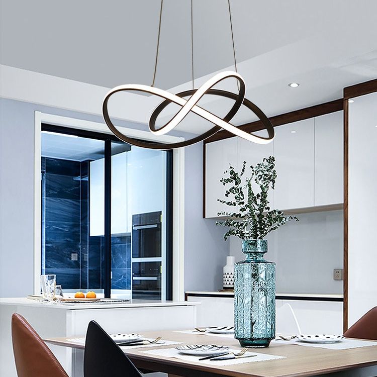 Black Twisted LED Ceiling Lamp Modern Acrylic Lighting for Living Room Bedroom