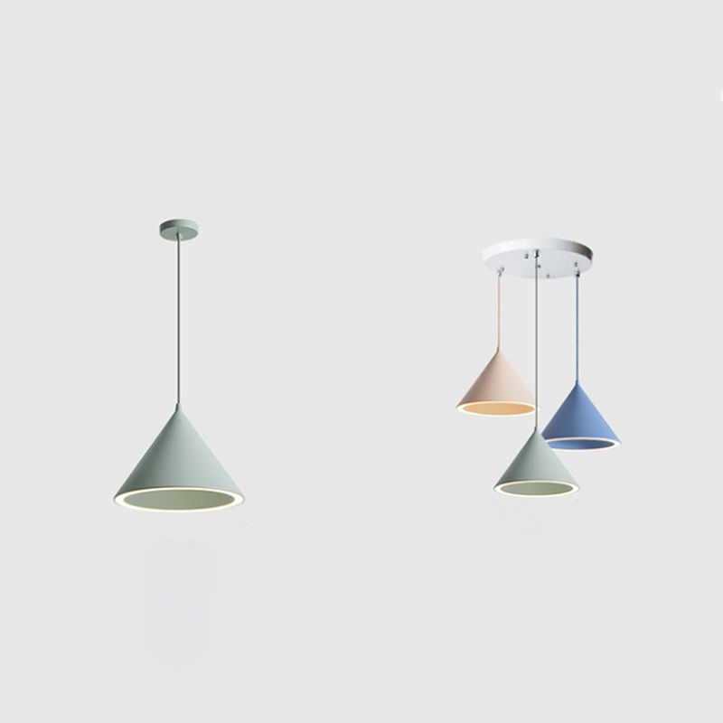 Cone Pendant Lights Modern Hanging Lamp Metal 3 Light Pendant Lamp in Multi-Colored