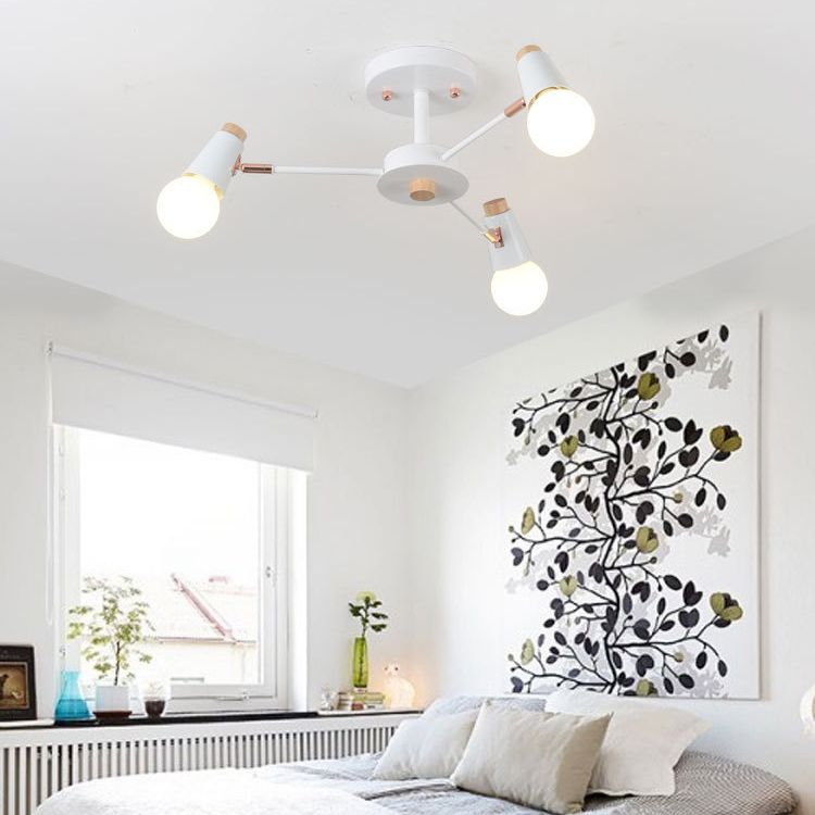 Industrial Multi-Light Ceiling Light Wrought Iron Semi Flush Mount for Living Room