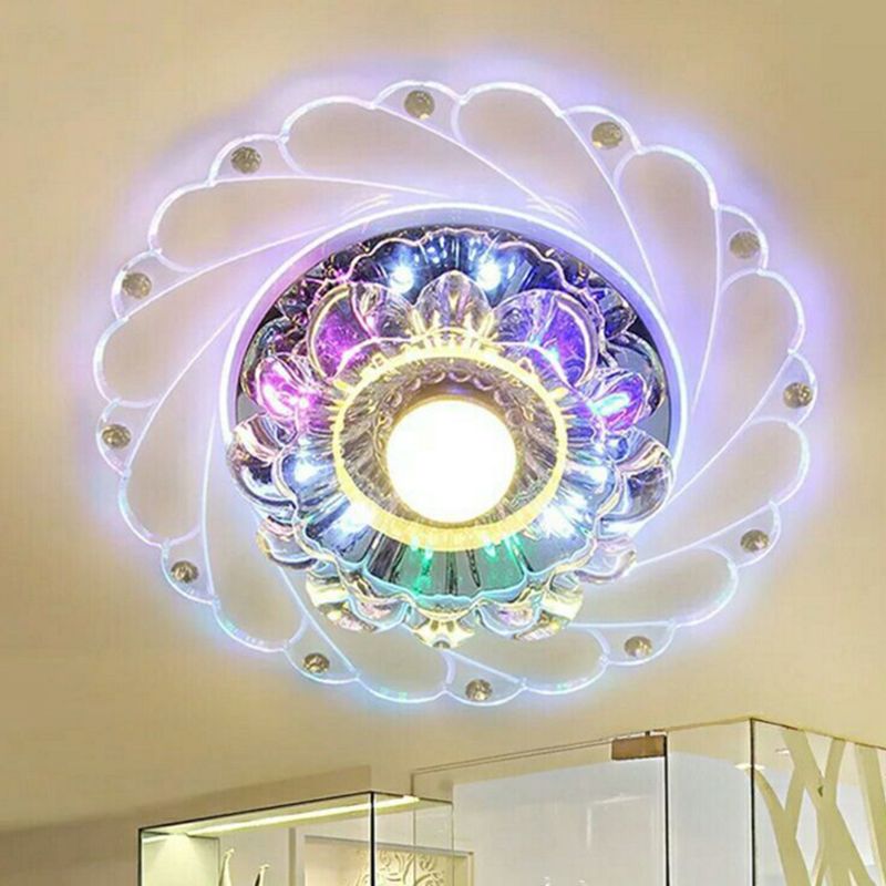 Clear Flower LED Flush Mount Light Simplicity Crystal Flush Monte Massimale Luce per Entryway