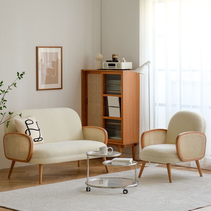 Contemporary Wooden Stain Resistant Polyester Sofa for Living Room