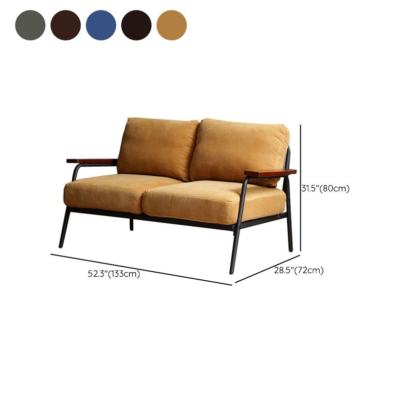 Contemporary Square Arm Sofa Cushions Standard Settee for Apartment