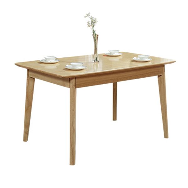 Mesa de comedor rectangular de madera de goma moderna mesa de madera maciza en color de madera