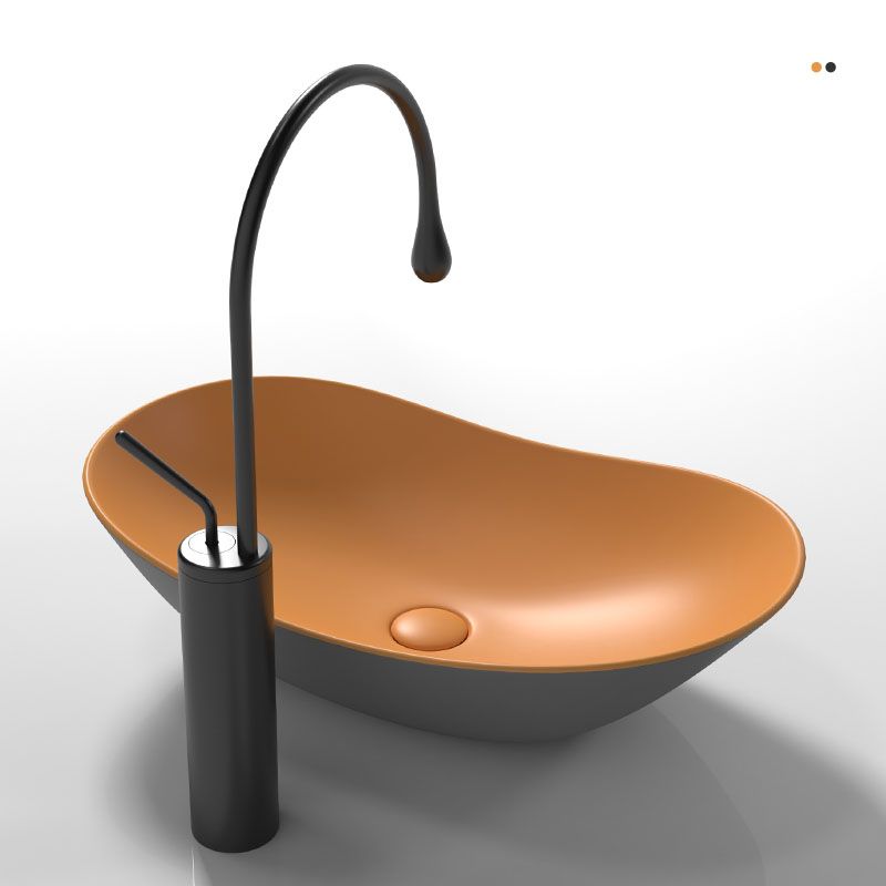 Oval Porcelain Vessel Sink Modern Style Vessel Lavatory Sink with No Craftsmanship
