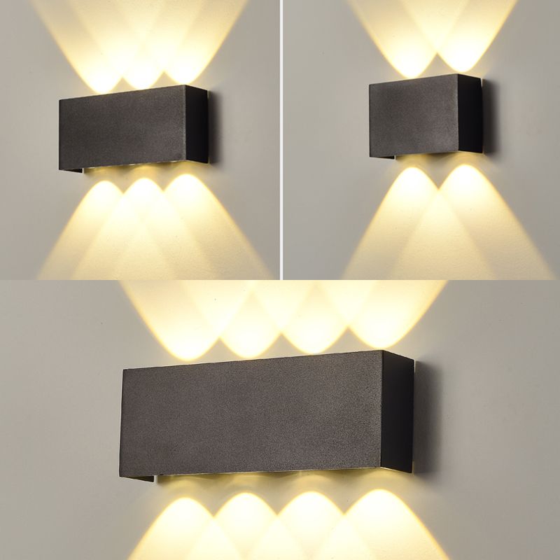 Lámpara de pared LED rectangular negra en moderna luz de pared impermeable de aluminio creativo