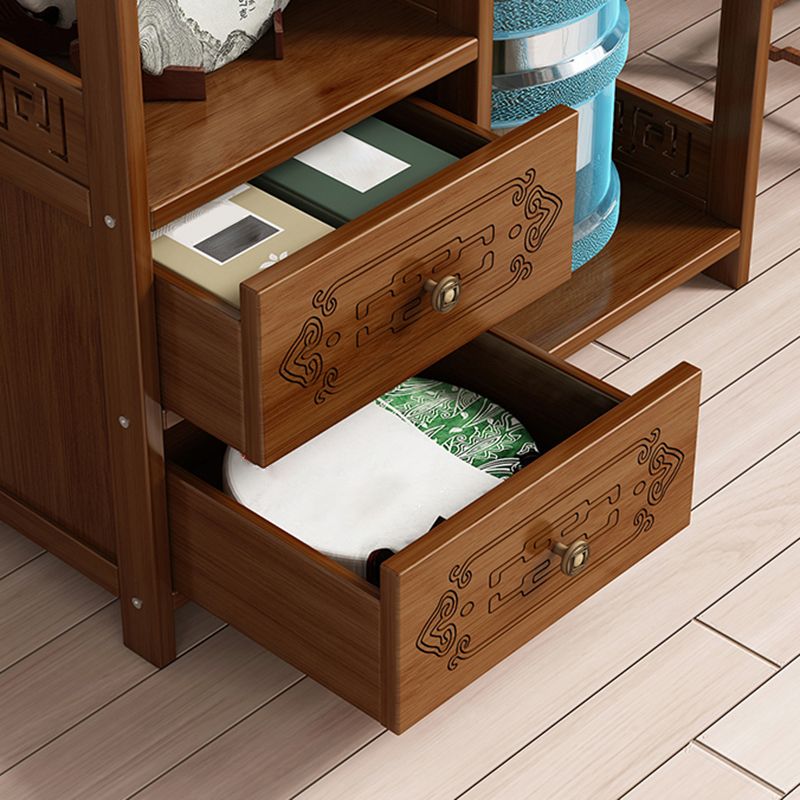 Contemporary Style Table Double Tier Wood Accent Side Table with Shelf