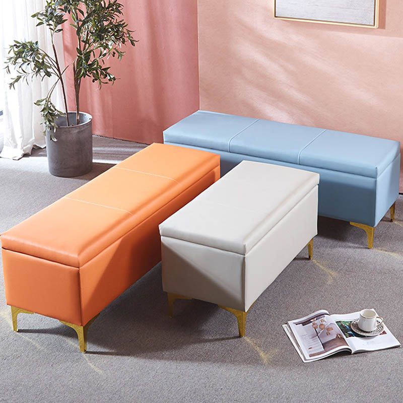 Glam Rectangle Storage Seating Bench Cushioned Backless Bedroom Bench