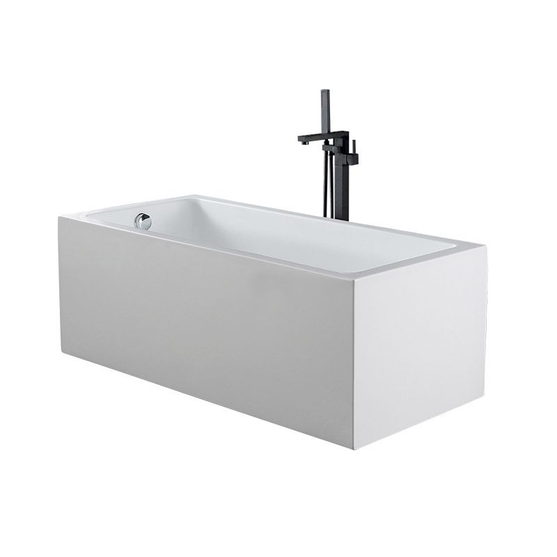 White Acrylic Rectangular Bathtub Soaking Freestanding with Left Drain