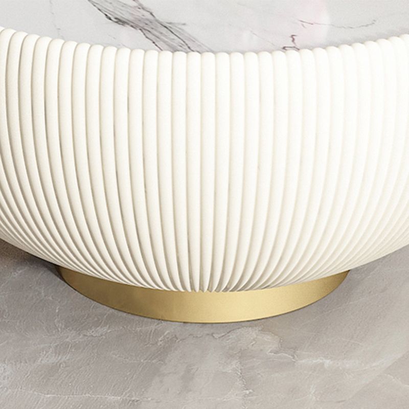 Glam Cocktail Table White Round Pedestal Coffee Cocktail Table