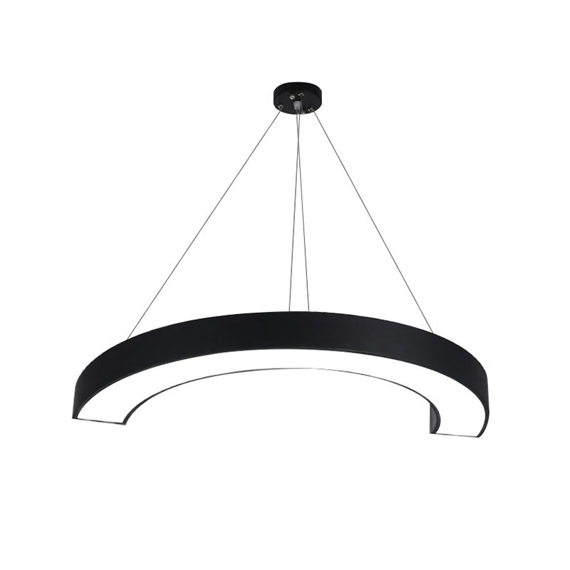 Black C Shaped Ceiling Chandelier Simplicity Acrylic LED Pendant Light Fixture for Office