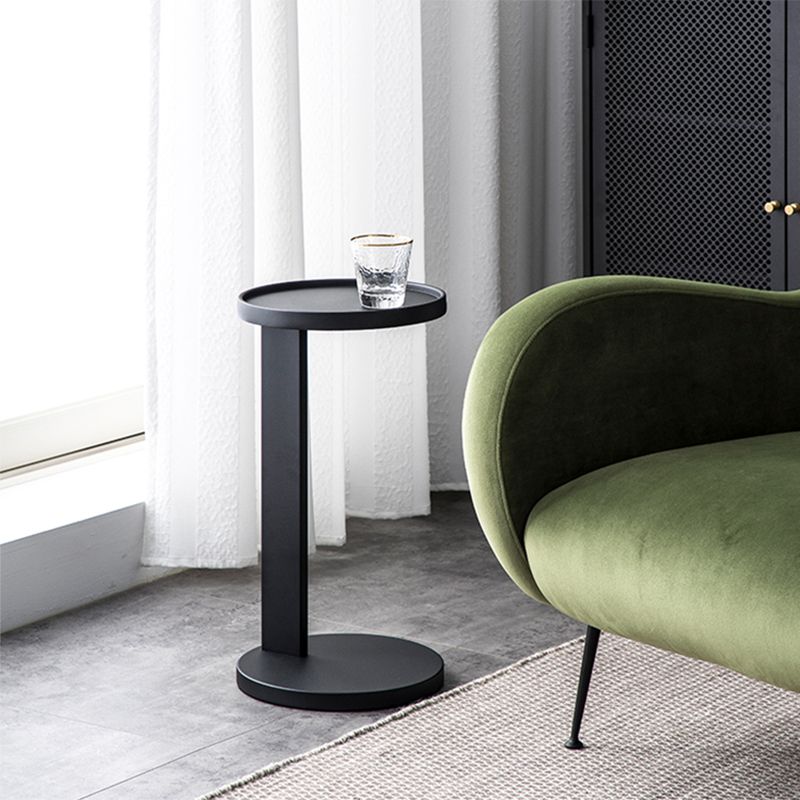 Rustic Accent Side Table Metal Pedestal Round Living Room Corner Table