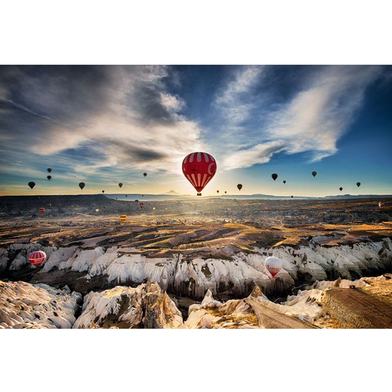 Balloon Trip Scenery Mural Decal Modern Art Non-Woven Cloth Wall Decoration in Brown