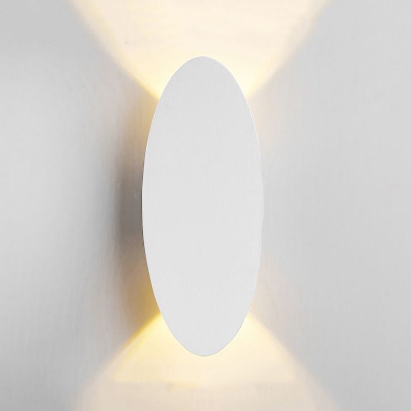 Oval Shape Wall Lamp Modern Style Metal 2 Lights Wall Light in White/Black