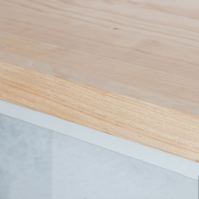 Modern Bar Height Table Solid Wood Top Bistro Bar Table with White Base