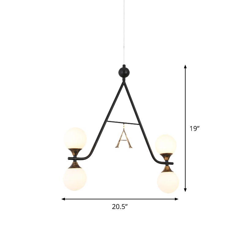 Schwarz A/V-Letter-Formed Deckenkraut Modernist 4 Köpfe Eisen LED Hängende Anhänger Licht