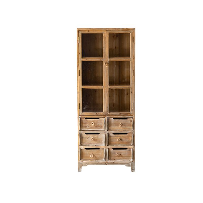 Distressed Wood Accent Chest Industrial Ring Pulls Natural Accent Cabinet