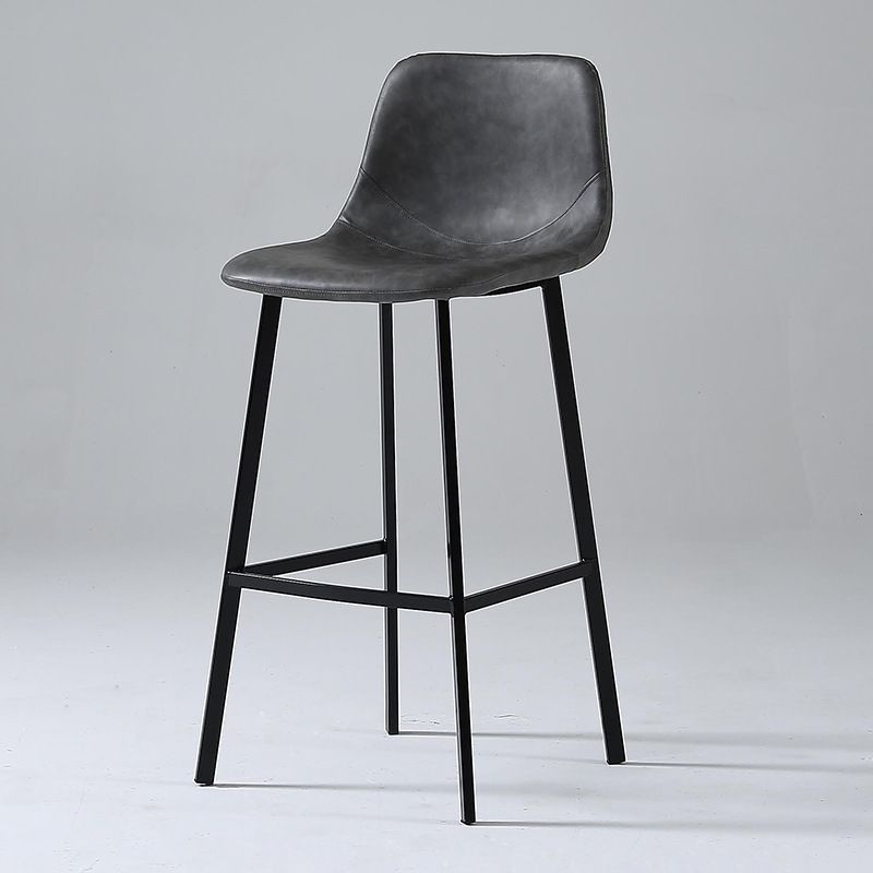 Nordic Style Leather Upholstered Barstool 4 Legs Bar Stool for Dining Room