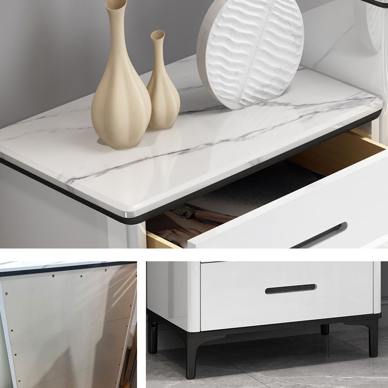 White Marble Buffet/Console Living Room Modern Sideboard Table with Drawers