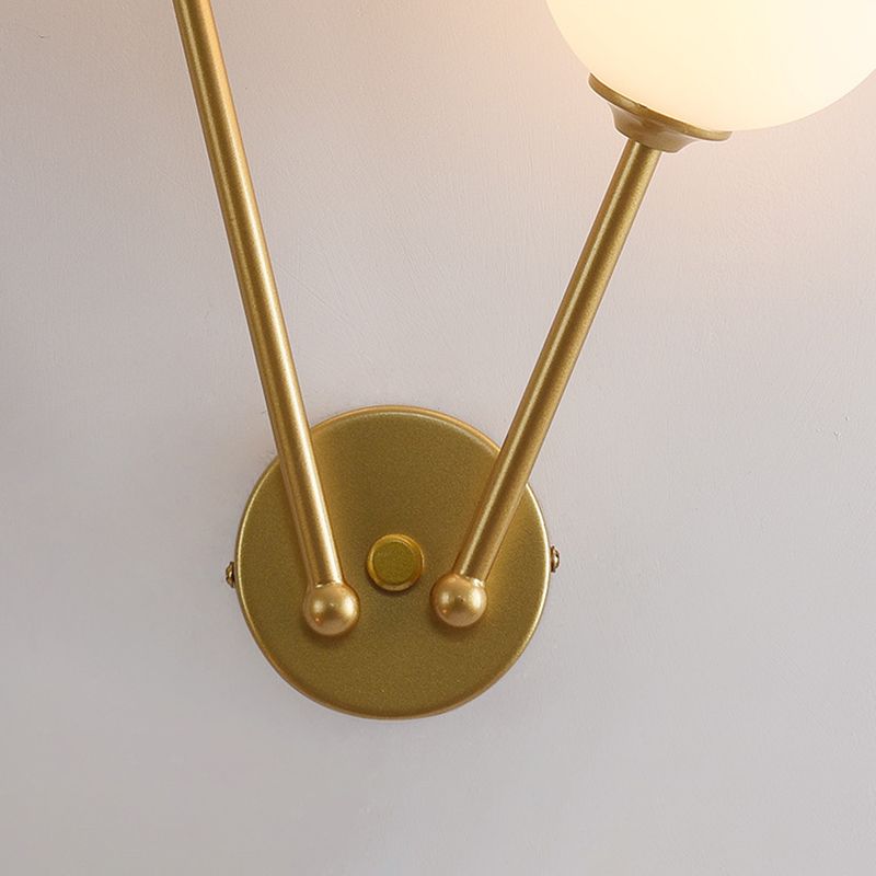 Modern Minimalist Style Double Globe Wall Lighting Fixtures 2 Lights Wall Sconces with Glass Shade