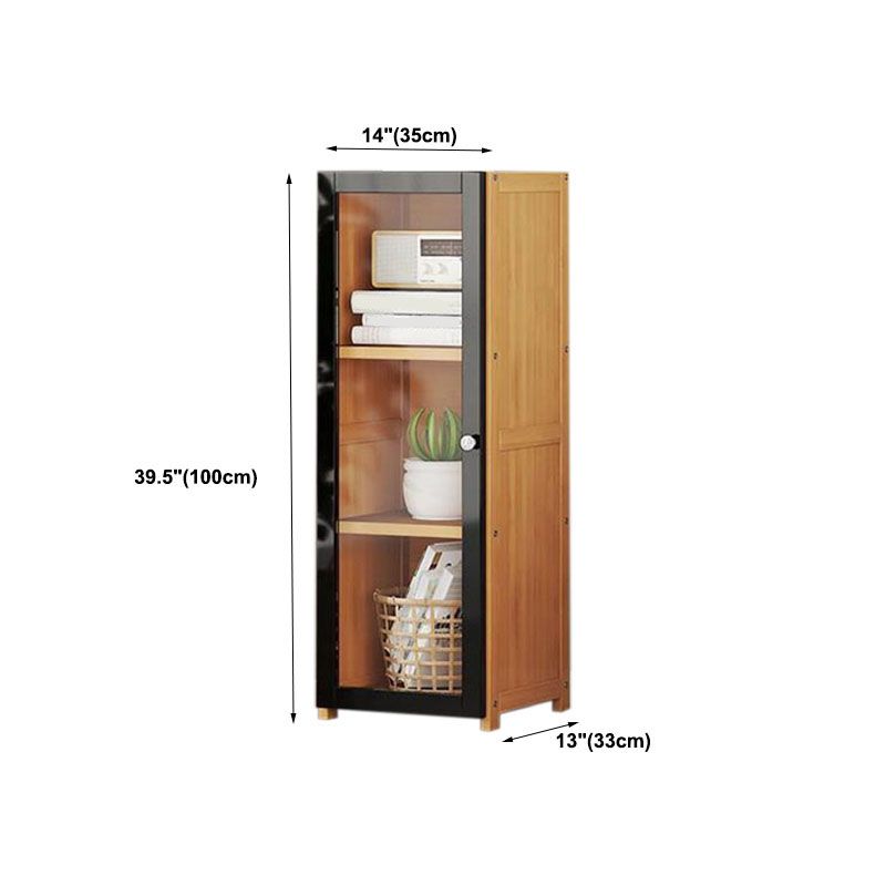Modern Style Bookcase Bamboo Closed Back Bookshelf with Door for Home Office