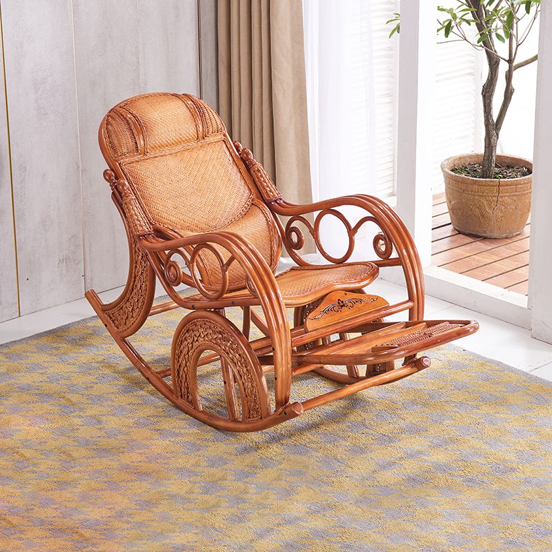 Spindle Wicker Rocking Chair Traditional Rocker Chair 24.8" x 45.3" x 41.3"