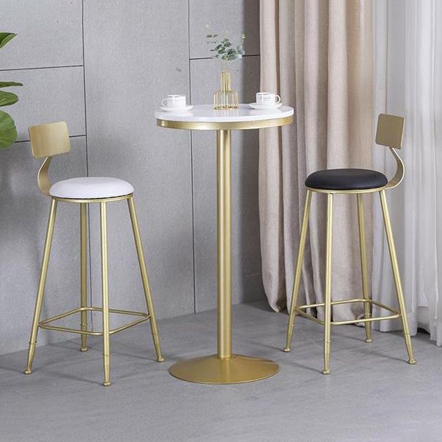 Glam Armless Backrest Counter Stool Iron Kitchen Bar Stool with Pedal and Cushion