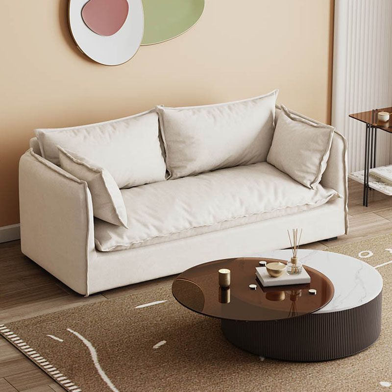 White Stationary Sofa Modern Square Arm Sofa for Living Room