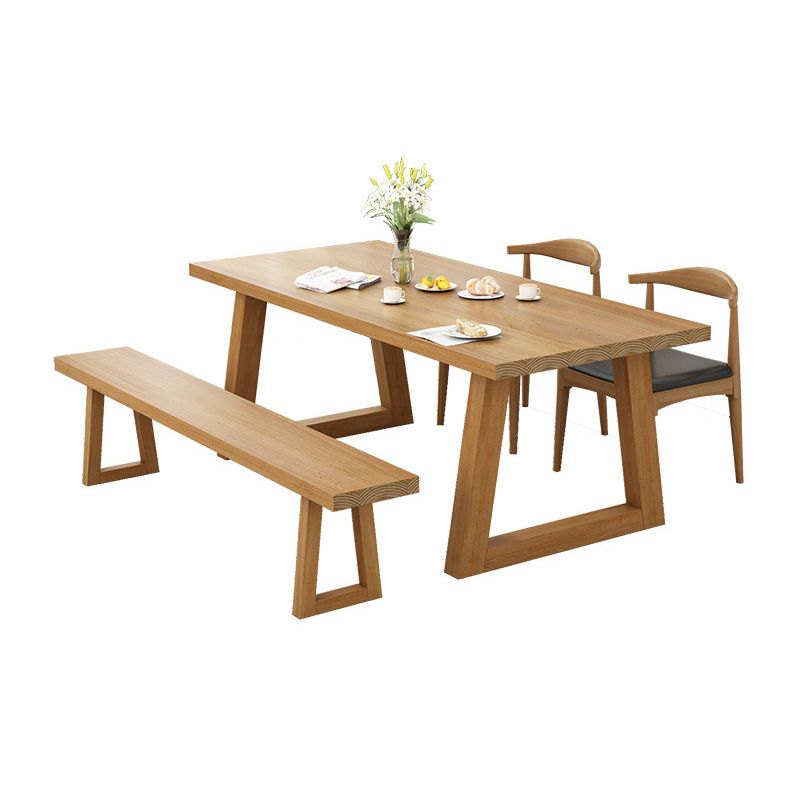 Pine Wood Dining Room Table Rectangle top Table with Sled Base