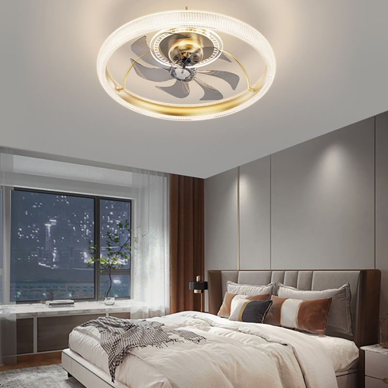 Round Shape Metal Ceiling Fans Modern Multi-Lights Ceiling Fan Lamp Fixture